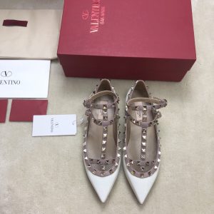 Valentino - Rockstud Leather Ballerina Shoes