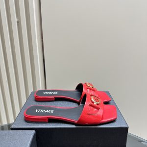 Versace - Medusa Buckle Leather Flat Sandals