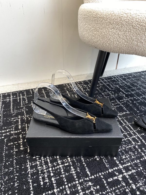 YSL - Babylone Slingback Flats in Satin Crepe