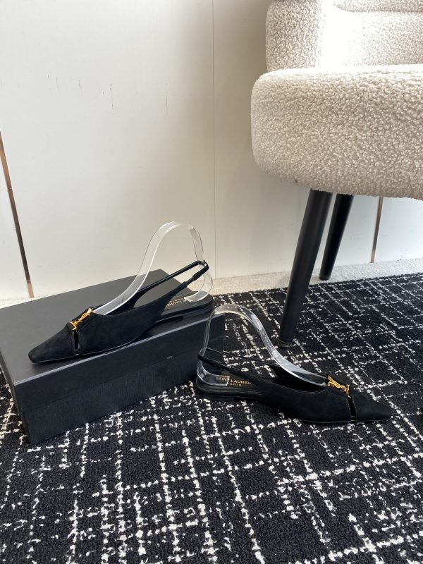 YSL - Babylone Slingback Flats in Satin Crepe