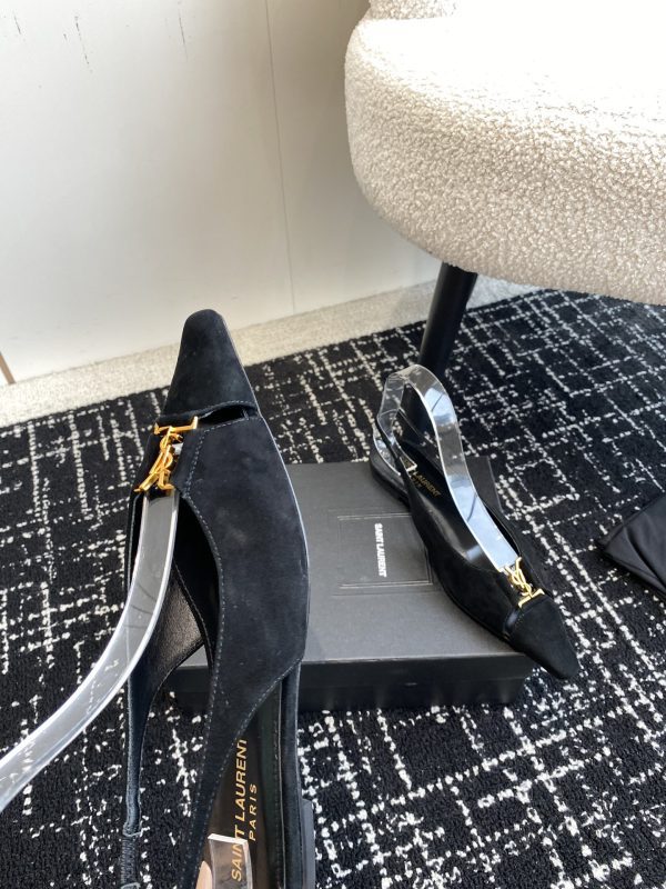 YSL - Babylone Slingback Flats in Satin Crepe
