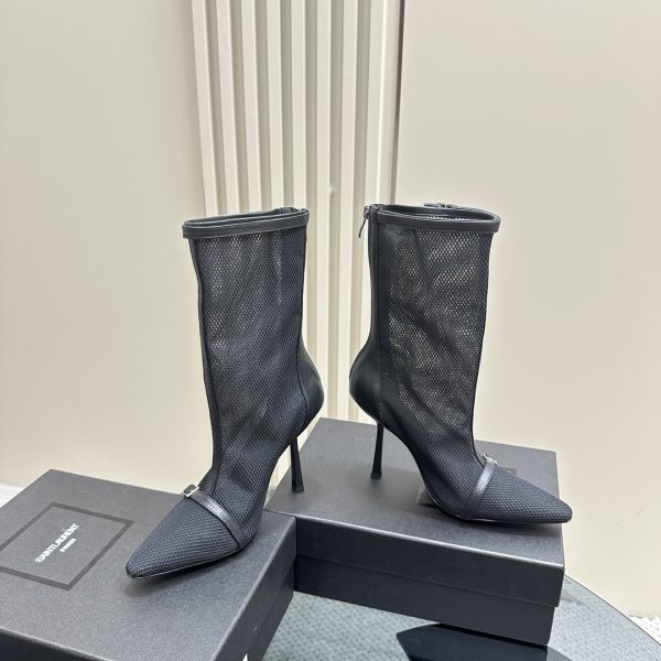 YSL - 115mm Oxalis Mesh Pointed Boots