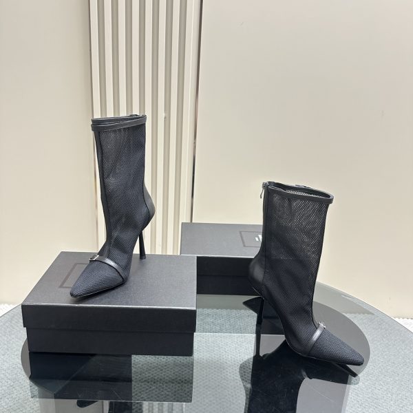 YSL - 115mm Oxalis Mesh Pointed Boots