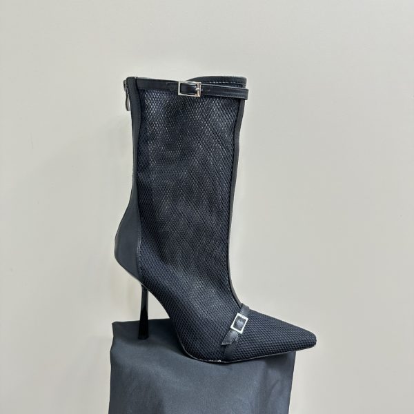 YSL - 115mm Oxalis Mesh Pointed Boots