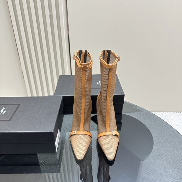 YSL - 115mm Oxalis Mesh Pointed Boots