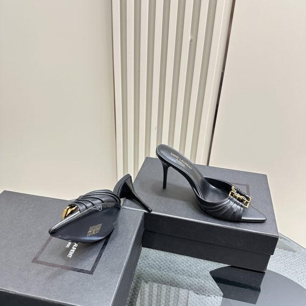 YSL - Babylone 90 Leather Mules