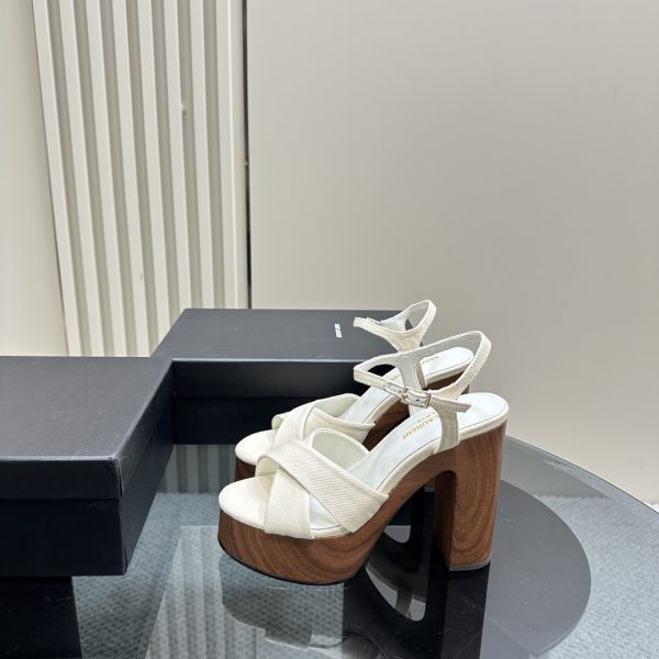 YSL - Bianca Platform Sandals in Canvas