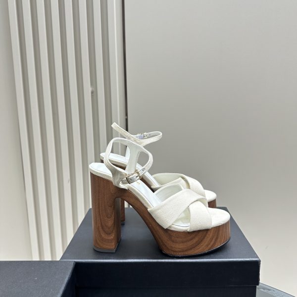YSL - Bianca Platform Sandals in Canvas