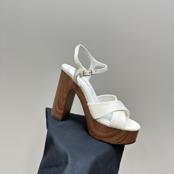 YSL - Bianca Platform Sandals in Canvas