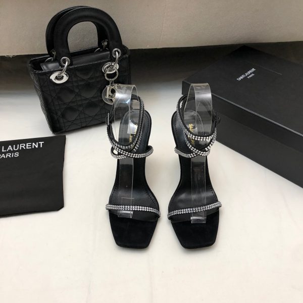 YSL - Georgia Rhinestone-Embellished Satin Sandals