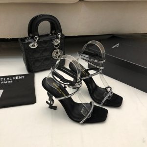 YSL - Georgia Rhinestone-Embellished Satin Sandals