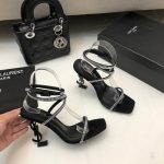 YSL - Georgia Rhinestone-Embellished Satin Sandals