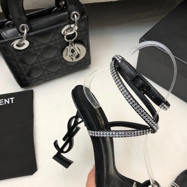 YSL - Georgia Rhinestone-Embellished Satin Sandals