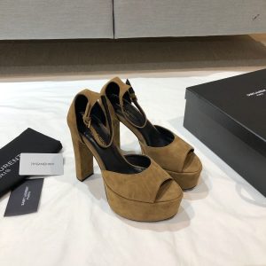 YSL - Jodie Platform Sandals in Seude