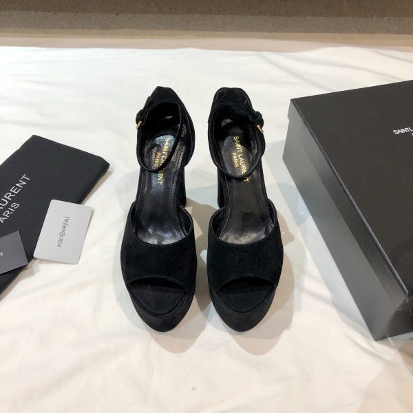 YSL - Jodie Platform Sandals in Seude