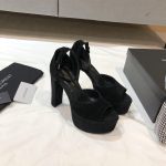 YSL - Jodie Platform Sandals in Seude