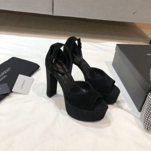 YSL - Jodie Platform Sandals in Seude