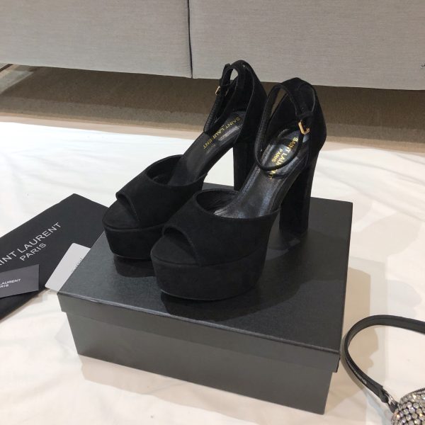 YSL - Jodie Platform Sandals in Seude