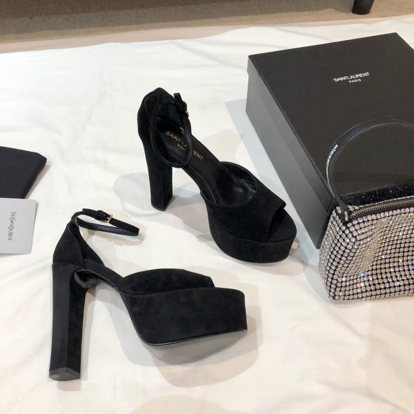 YSL - Jodie Platform Sandals in Seude