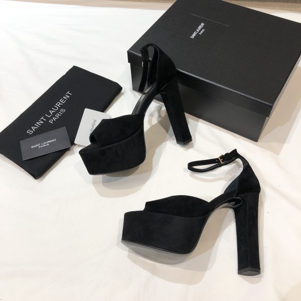 YSL - Jodie Platform Sandals in Seude