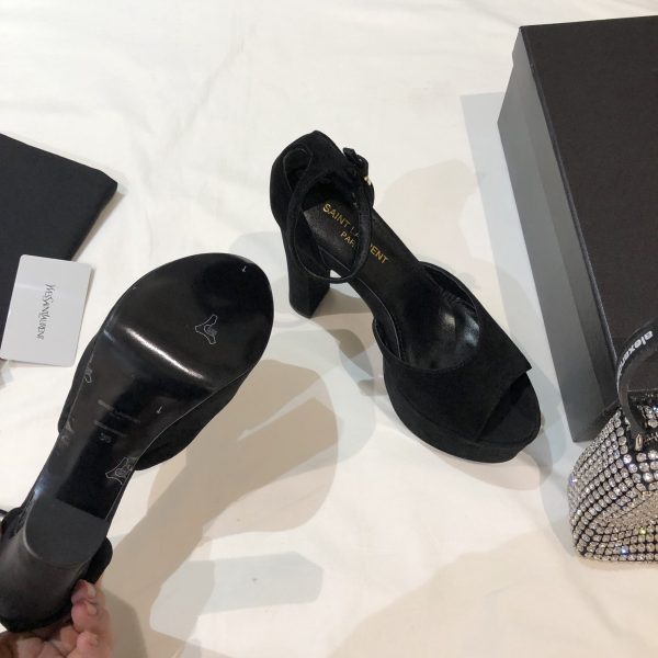 YSL - Jodie Platform Sandals in Seude