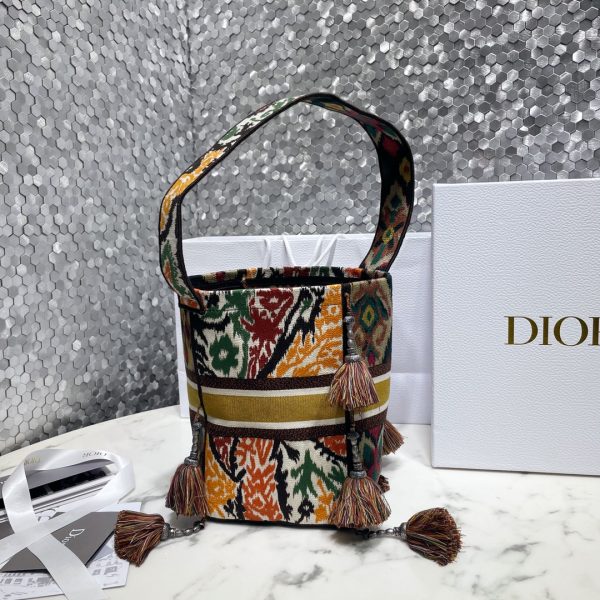 Dior - Paisley Embroidery D-Bucket Bag in Multicolor Canvas